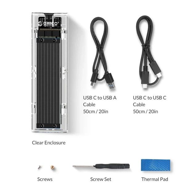 Зовнішня кишеня Orico TCM2-C3 для M.2 SSD NVMe (PCIe) – USB 3.1 Gen2 T