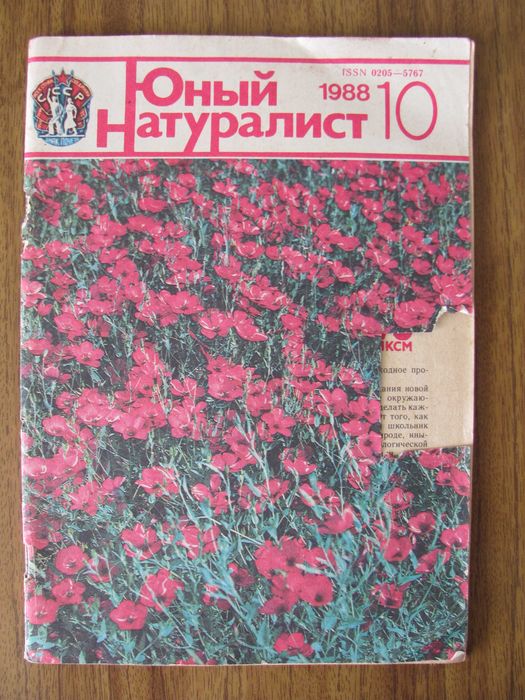 Журнал из СССР Юный натуралист 1988 г выпуск № 10 - любимый с