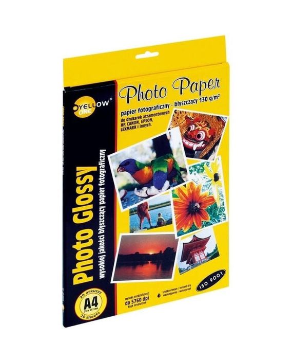 Papier foto A4/20ark błyszczący 130g YELLOW ONE oprawa: pudełko