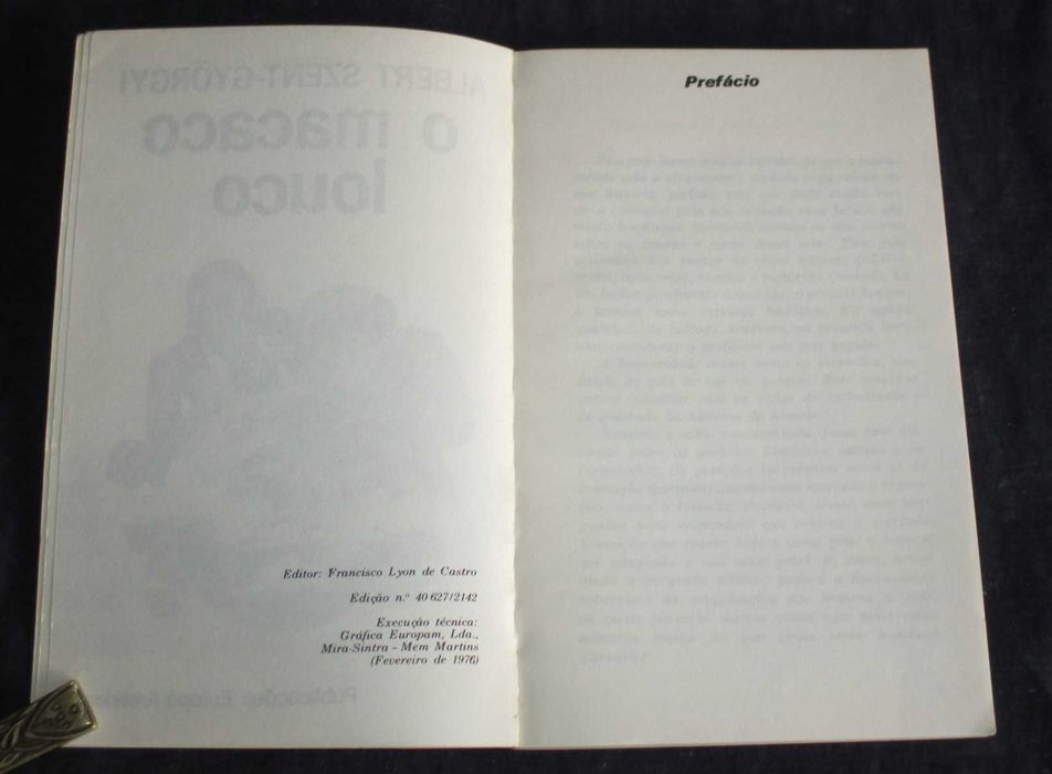 Livro O macaco louco Albert Szent-Györgyi Bolso Europa-América