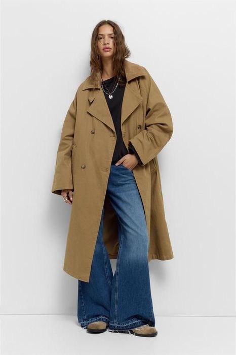 Тренч Pull&Bear з вельветовим коміром