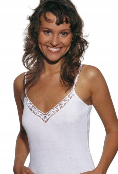 Koszulka Damska Na Ramiączkach Biała 100% Bawełna R. L