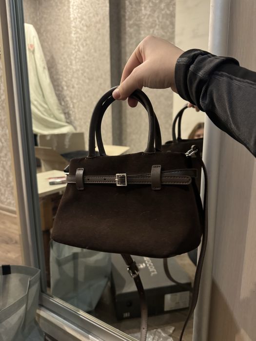 Замшева шоколадна сумка