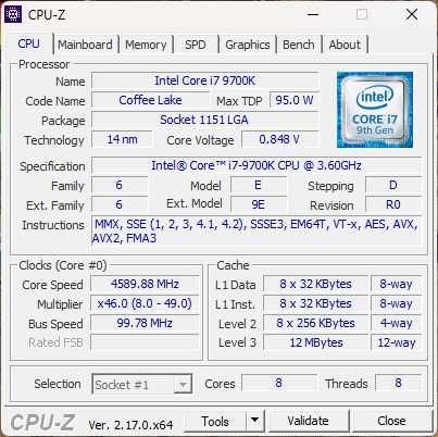 Intel Core i7-9700K | 8 núcleos | Testado e totalmente funcional