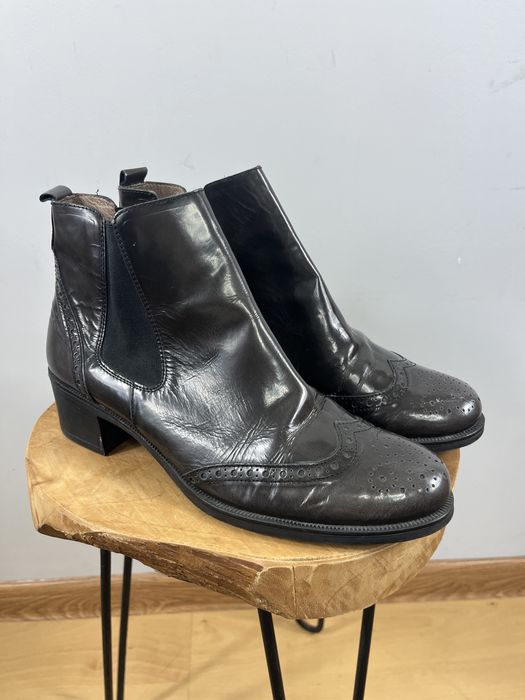 Czekoladowe brazowe skórzane buty sztyblety Wonders rozmiar 40