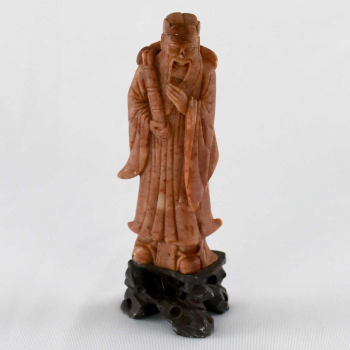 Figura de Imortal, Ancião, Sábio, China, Pedra de Sabão, circa 1900