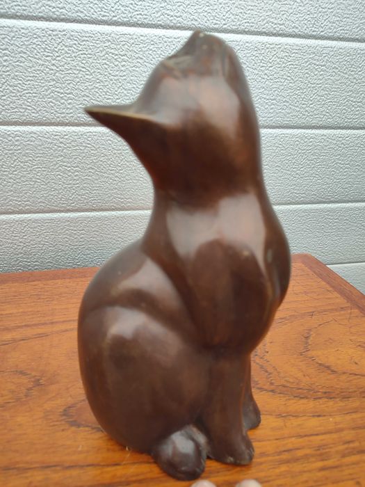 Figurka kota - Brąz / Miedź - ciekawy design - vintage - A