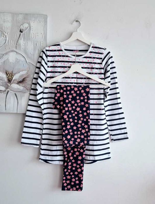 Tchibo piżama piżamka dziewczęca w gwiazdki paski r. 164 / 170 / 176