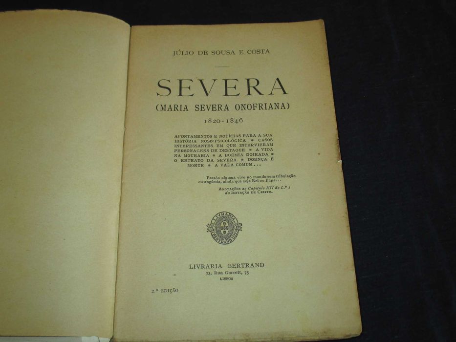 Livro Severa Júlio de Sousa e Costa Bertrand 1936