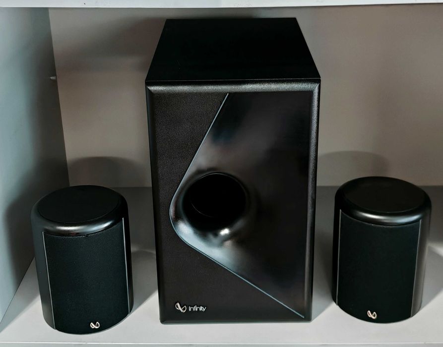 Kolumny Infinity Micro II Speakers Subwoofer + 2 Satelity Sub Bass Reflex Głośniki 2.1 do Kina Domowego Mocne !