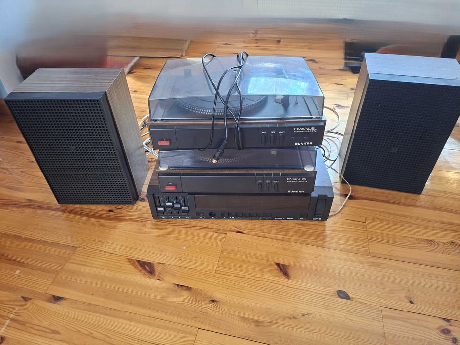Zestaw Unitra: Amplituner Amator 2Stereo, 2 Gramofony Emanuel, Kolumny