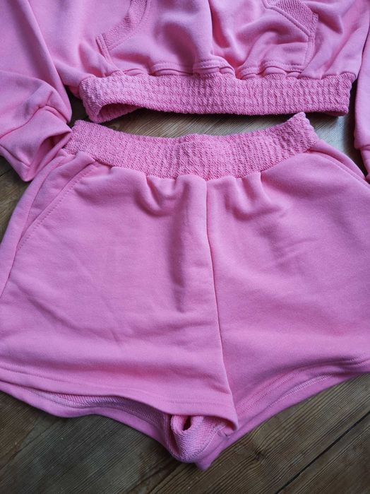 Komplet dresowy 38 M 40 L Varlesca bluza crop top szorty bawełna letni