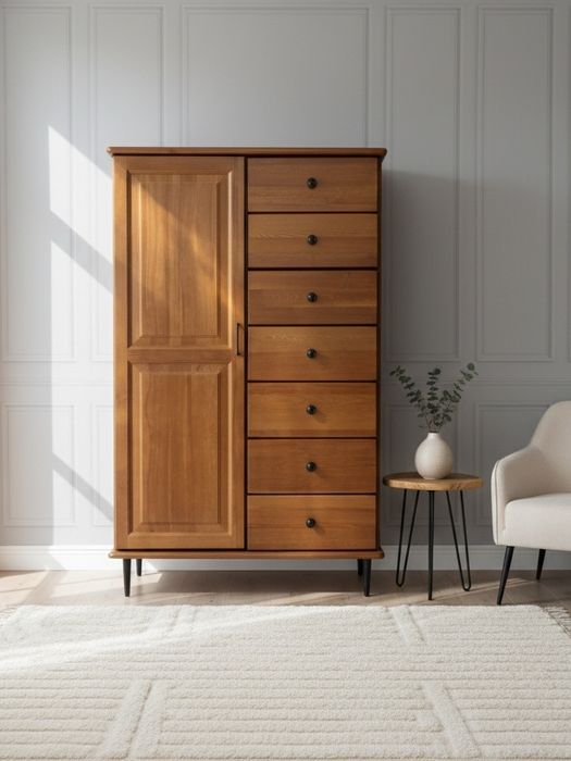 Drewniana orzechowa bieliźniarka /szafa z szufladami