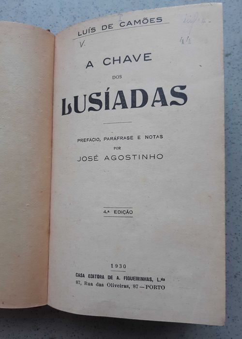 Livro Antigo "A Chave dos Lusíadas" 1930