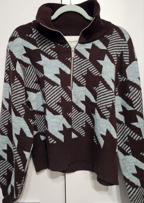 Brązowy niebieski sweter Summery Copenhagen wełna