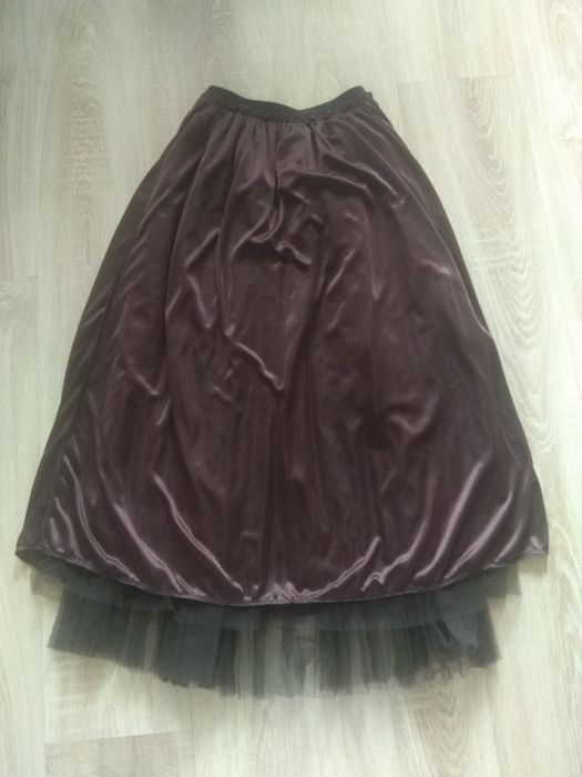 Butik Brąz Mocca Plisowana tiulowa spódnica