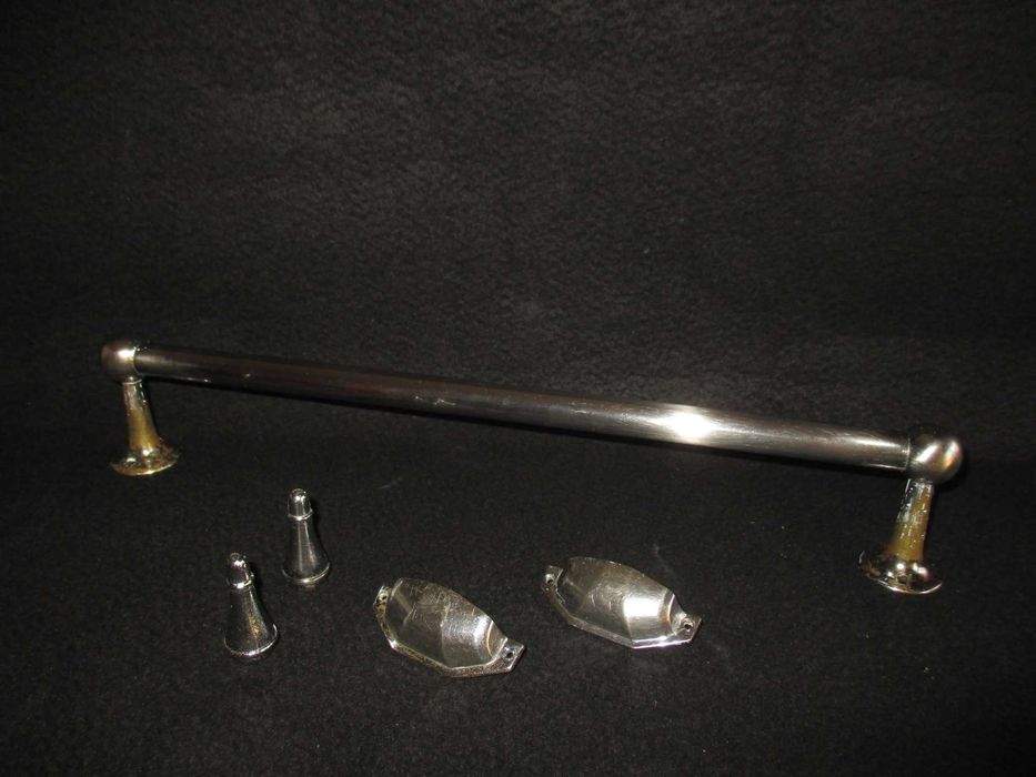 Conjunto de Peças Metálicas Vintage Toalheiro Puxadores de Gavetas e de cordão para Cortina