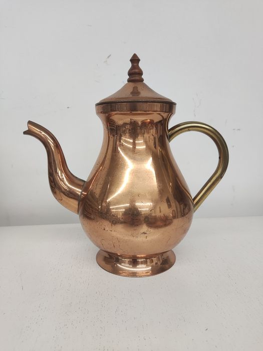 Conjunto de chá antigo holandês de cobre e latão