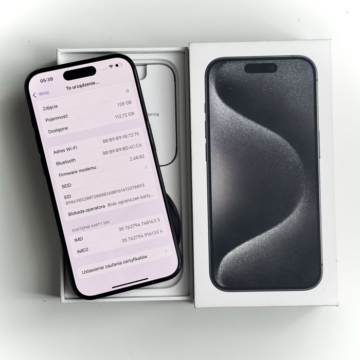IPhone 15 Pro 128gb Czarny - BATERIA 87% - W PEŁNI SPRAWNY