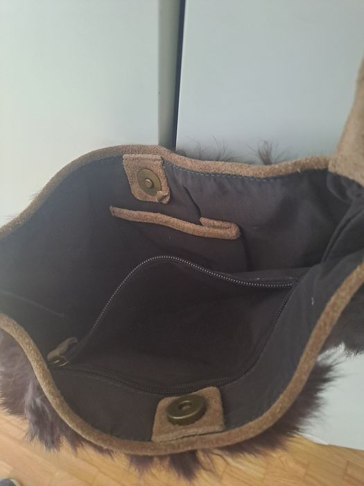Mala ombro vintage com pêlo verdadeiro
