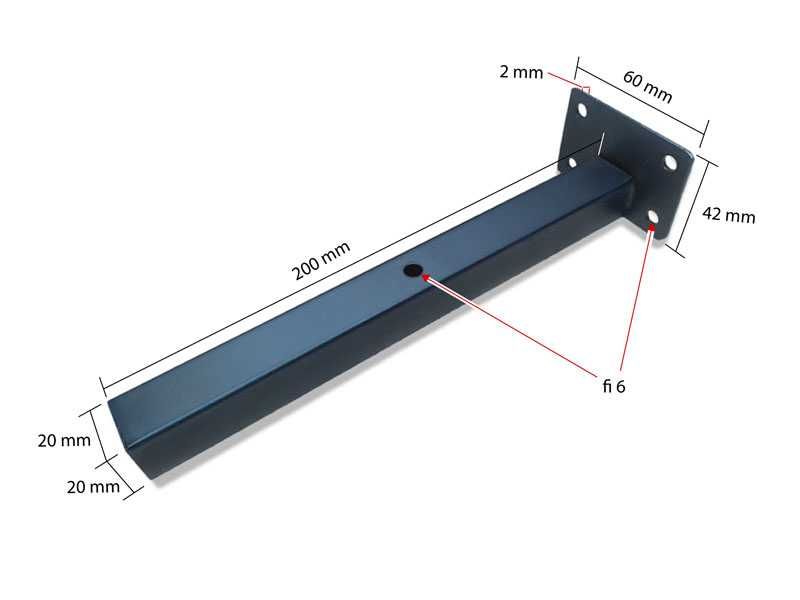 Wspornik półki 20 cm czarny loft industrial – 1 szt.