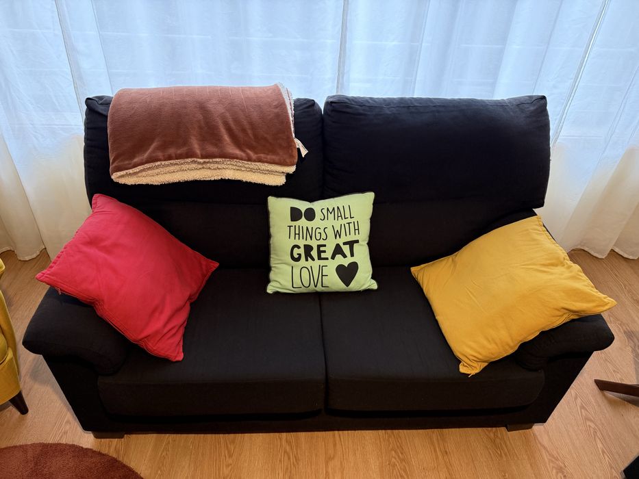 Sofá Conforama ZIP - 2 lugares / tecido preto