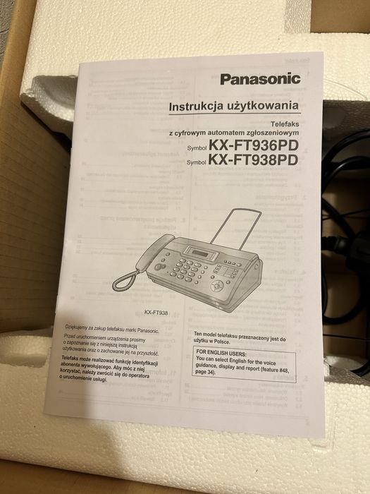 Telefaks telefon stacjonarny kx-ft936pd kx-ft938pd nowy panasonic