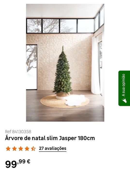 Árvore de natal slim Jasper 180cm