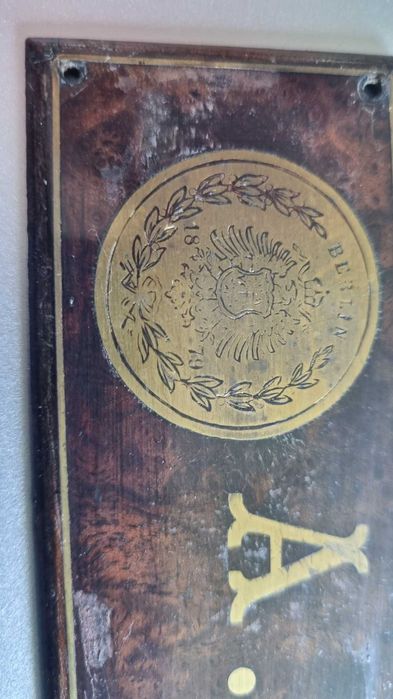 Tabliczka szyld ze starego pianina Berlin 1879 A. Kuntze