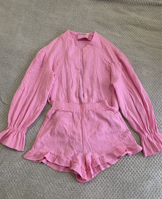 Стильний рожевий костюм(сорочка + шорти)