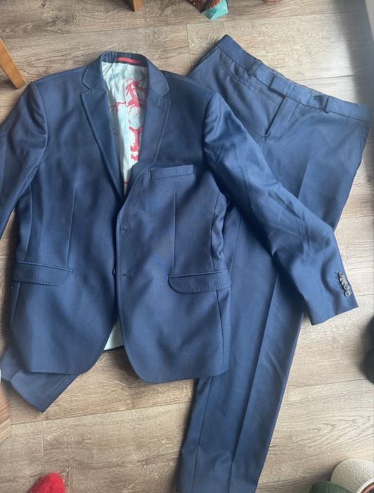 Granatowy niebieski męski garnitur Vistula