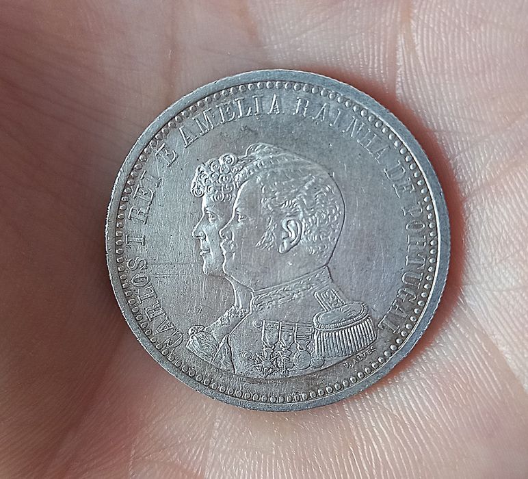 Moeda 500 REIS 1898 Carlos Amélia