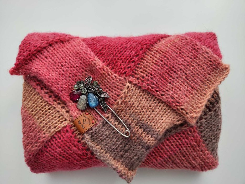 Chusta trójkątna szal wełna HANDMADE