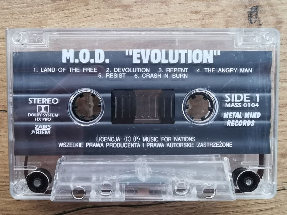 M.O.D. Devolution Kaseta Magnetofonowa Metal Mind RARYTAS UNIKAT błąd druku Evolution Mass 0104 Thrash Crossover