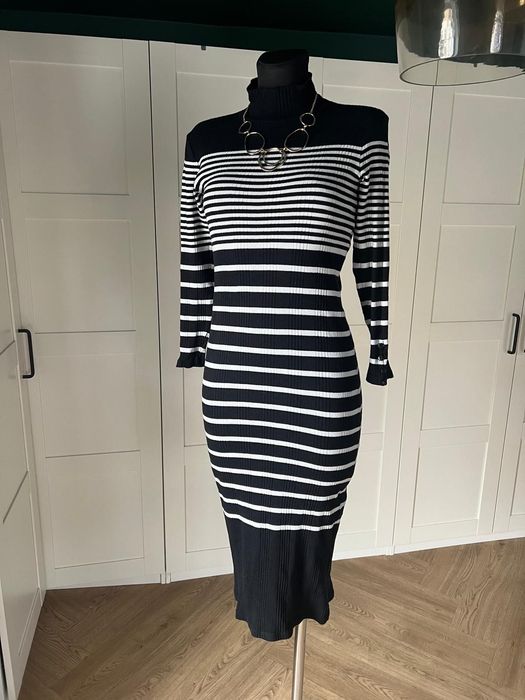Dopasowana sukienka w paski z bawełny rozmiar 36 S marki Massimo Dutti