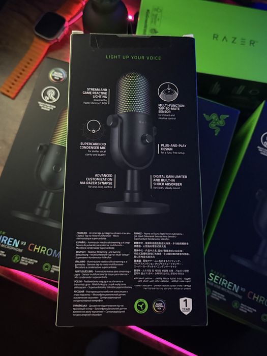 Razer Seiren V3 Chroma — USB-мікрофон, RGB, Tap-to-Mute, новий
