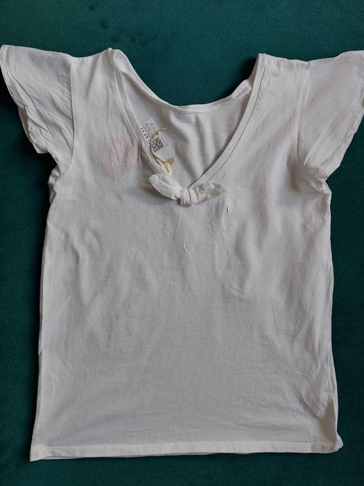 Mango T- shirt bluzka 11-12L biała bawełna