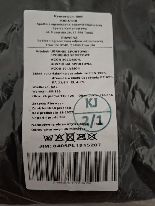 Strój wojskowy sportowy WP MON rozmiar XXL.