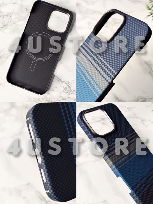 Чехол карбоновый Carbon Magsafe на iPhone 16 Pro Max арамид кевлар