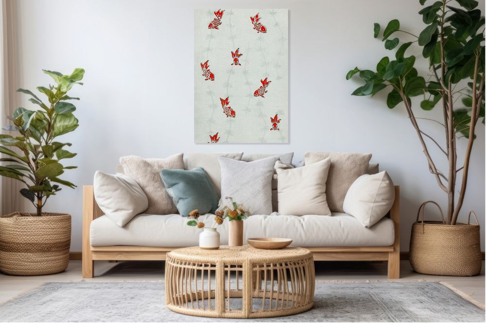 Obraz 70x100cm Seamless Gold Fish, Bijutsukai Japoński Vintage