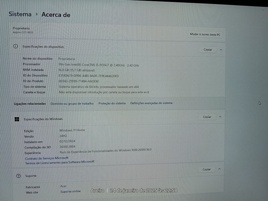Computador Aspire C27 (Acer)