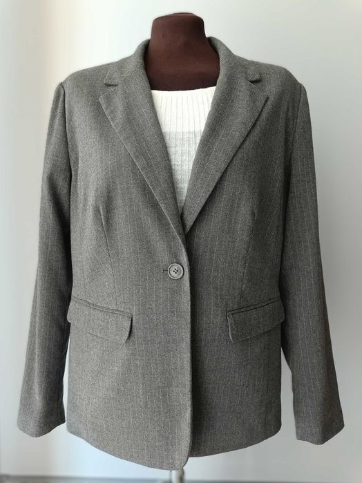 Żakiet marynarka szara w paski Bonprix M/38 L/40 + gratis sweter