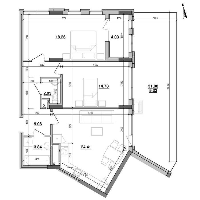 Продаж 2-кім.квартири Тераса 31м2.,вул. Б.Хмельницького Без комісії