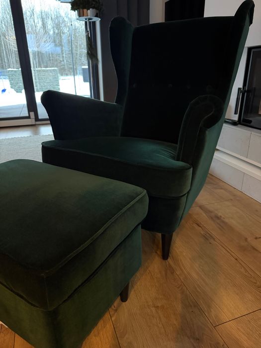 Fotel Uszak IKEA strandmon + podnóżek