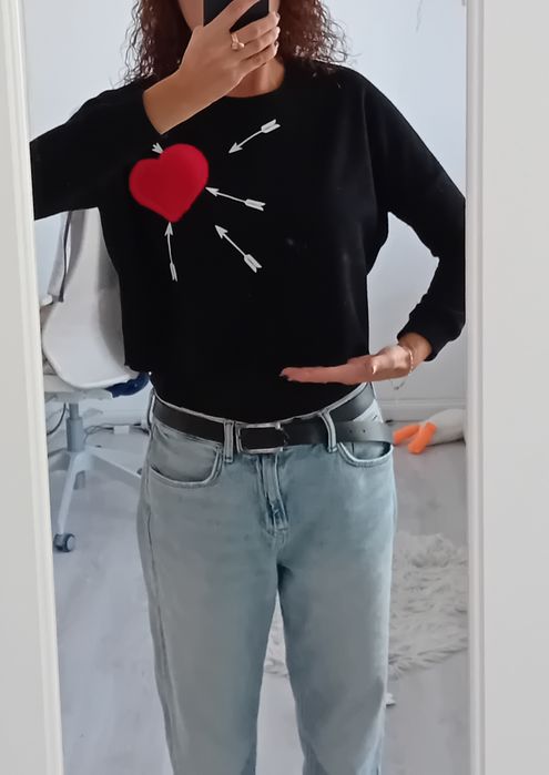 #Primark sweter top czarny serce