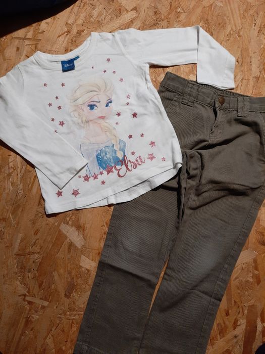 Komplet spodnie chinosy i bluzka Elsa Frozen rozm. 110