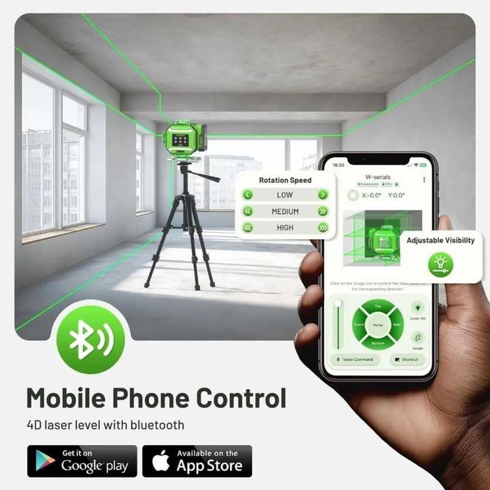Лазерний рівень Huepar DP04CG-BT 4D (сервоприводи)