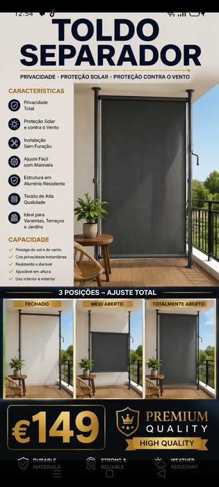 Toldo separador 149€. Oportunidade