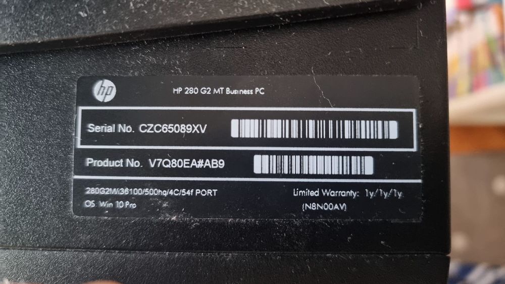 HP 280 G2 • Intel i3‑6100 • 4GB RAM • Windows 10 Pro