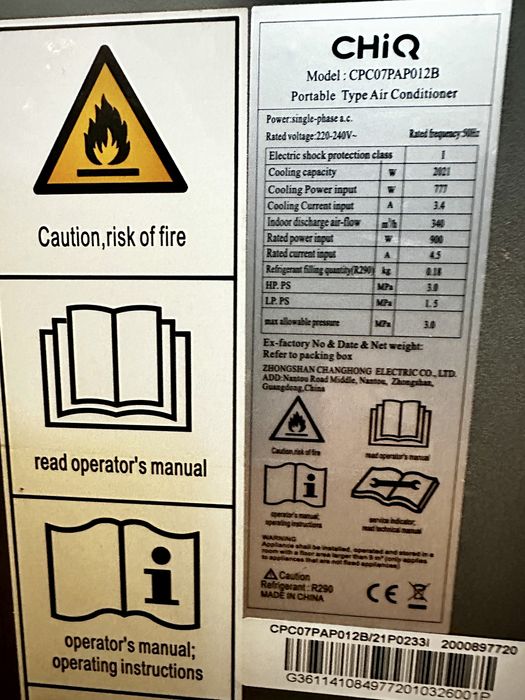 Klimatyzator CHiQ model CPC07PAP012B